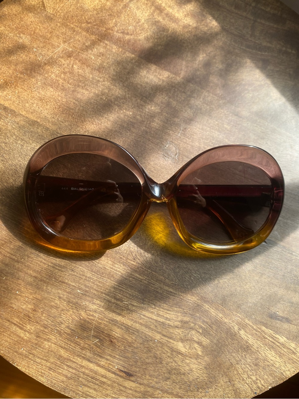 Balenciaga BA7 Two-Tone Brown to Amber Oversized Sunglasses retro